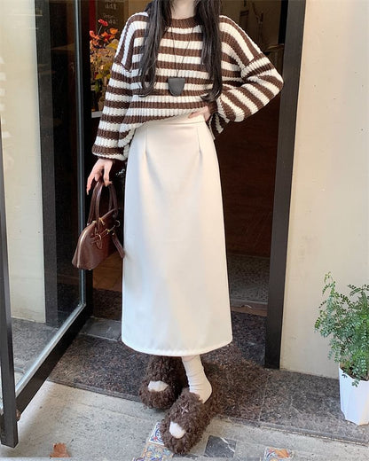 High Rise Plain Maxi A-Line Skirt