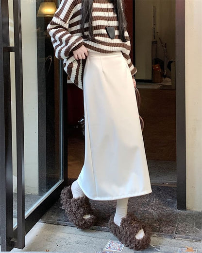 High Rise Plain Maxi A-Line Skirt