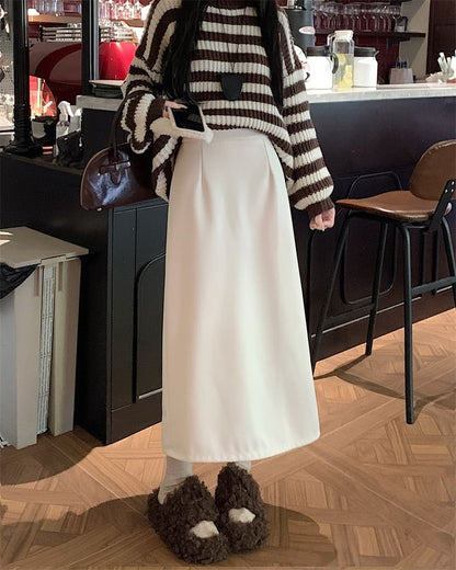 High Rise Plain Maxi A-Line Skirt