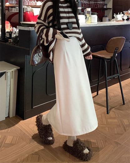 High Rise Plain Maxi A-Line Skirt