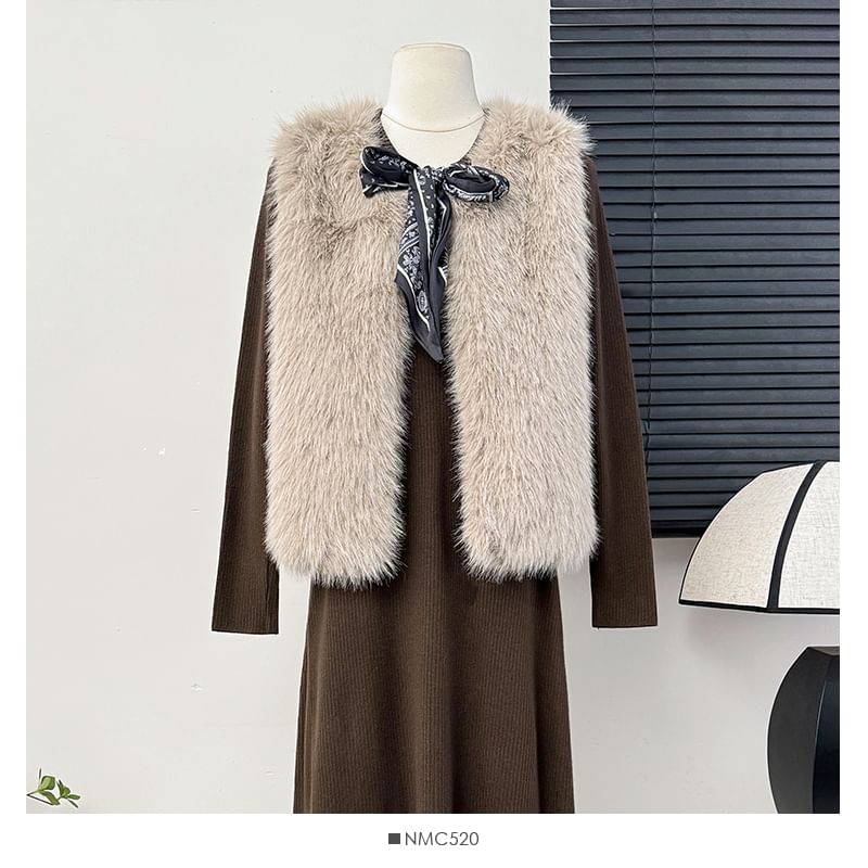 Faux-Fur Vest Jacket