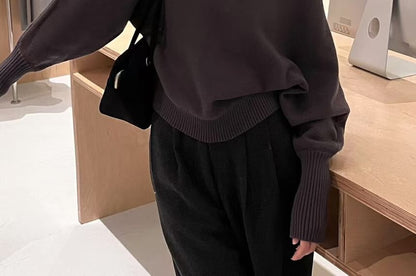 Off Shoulder Plain Sweater