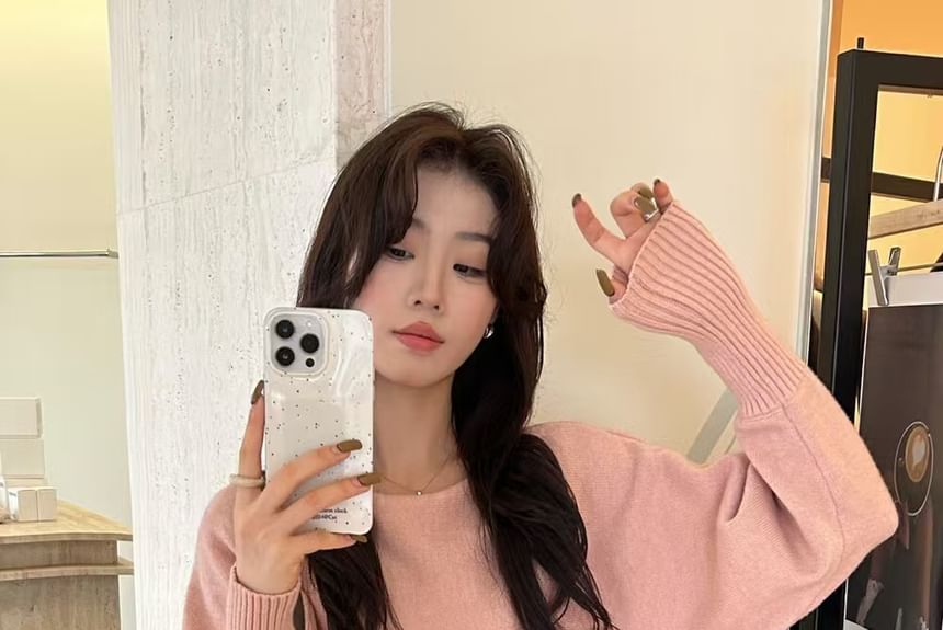 Off Shoulder Plain Sweater