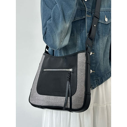 Faux Leather Two Tone Shoulder Bag