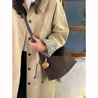 Faux Leather Plain Shoulder Bag