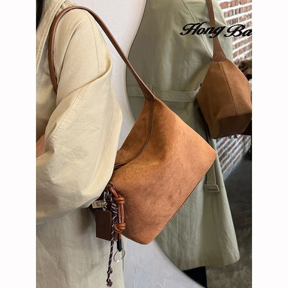 Faux Leather Plain Shoulder Bag