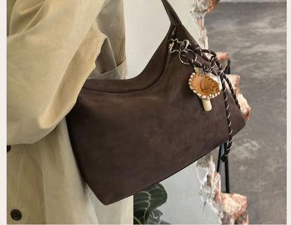 Faux Leather Plain Shoulder Bag
