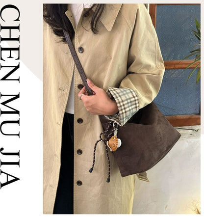 Faux Leather Plain Shoulder Bag