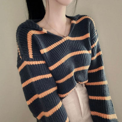 Collar Striped Sweater
