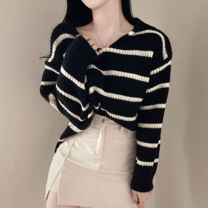 Collar Striped Sweater