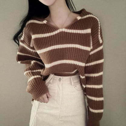 Collar Striped Sweater
