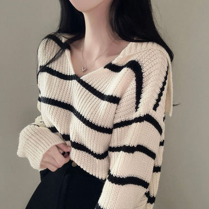 Collar Striped Sweater