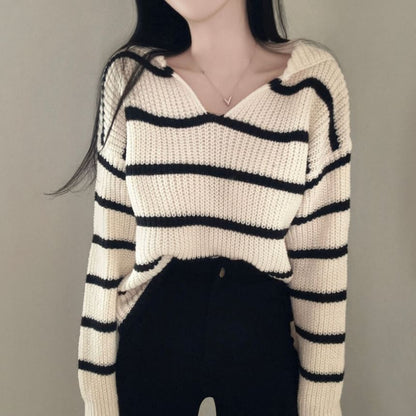 Collar Striped Sweater