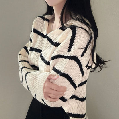 Collar Striped Sweater