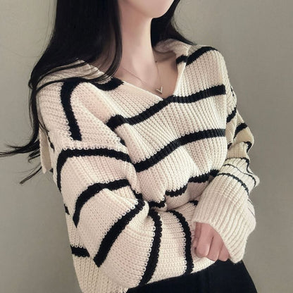 Collar Striped Sweater