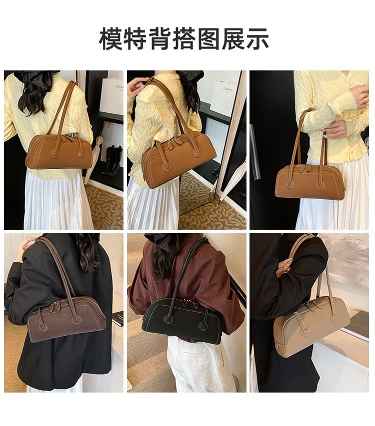 Contrast Stitching Shoulder Bag