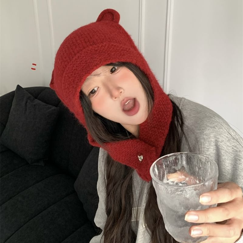 Knit Balaclava Bear Ear