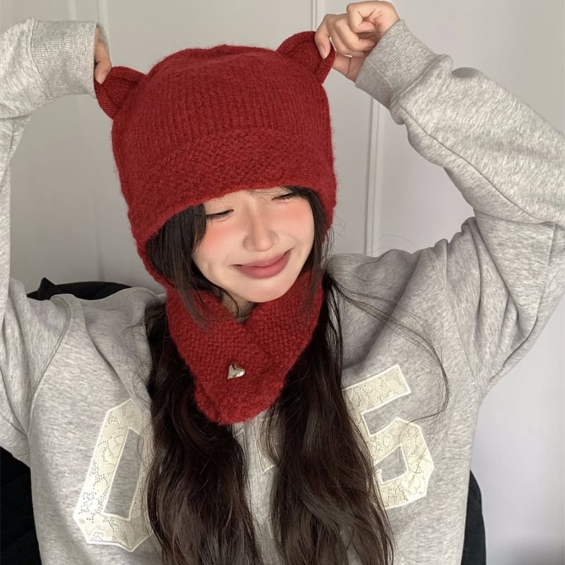 Knit Balaclava Bear Ear