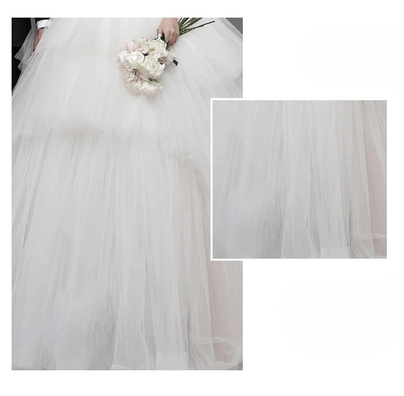 Strapless Tiered Tulle Wedding Ball Gown