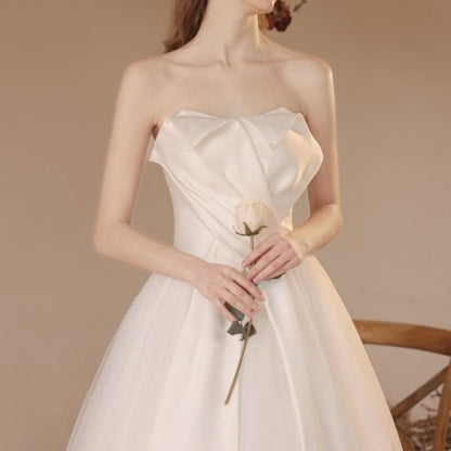 Strapless Plain A-Line Wedding Gown