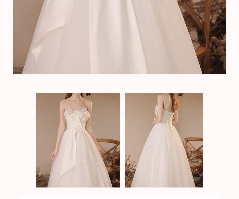Strapless Plain A-Line Wedding Gown