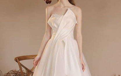 Strapless Plain A-Line Wedding Gown