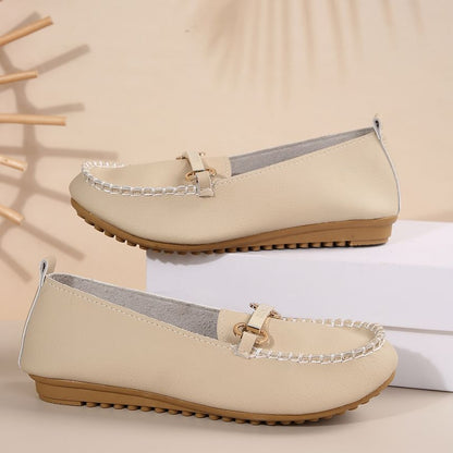 Plain Buckled Faux Leather Slip-Ons