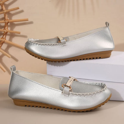 Plain Buckled Faux Leather Slip-Ons