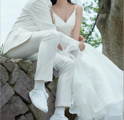 Spaghetti Strap Plain A-Line Wedding Dress