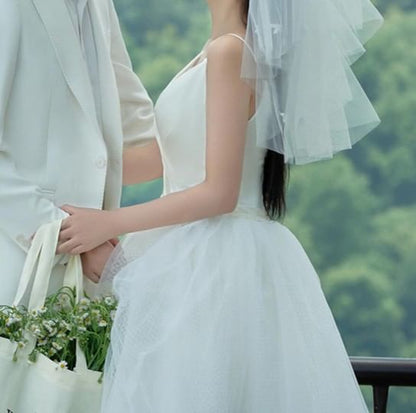 Spaghetti Strap Plain A-Line Wedding Dress