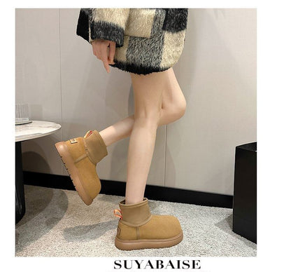 Platform Plain Ankle Snow Boots