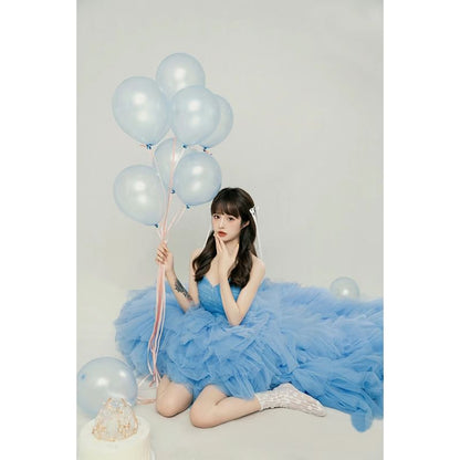 Strapless Sweetheart Neckline Plain Ruched Ruffle Ball Gown