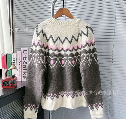 Round Neck Jacquard Sweater