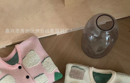 Round Neck Sheep Jacquard Cardigan