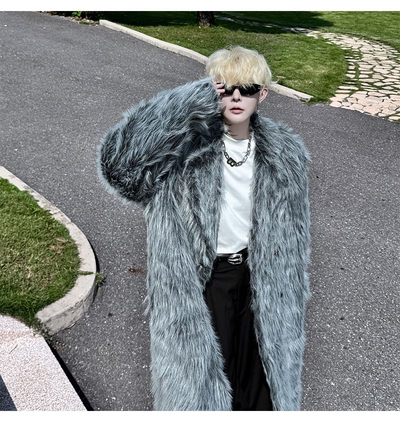 Plain Faux Fur Maxi Coat