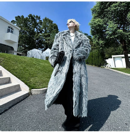 Plain Faux Fur Maxi Coat