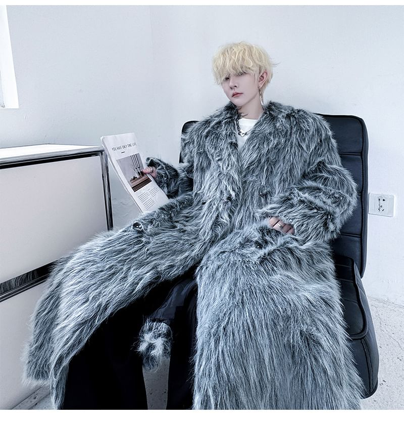 Plain Faux Fur Maxi Coat