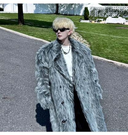 Plain Faux Fur Maxi Coat