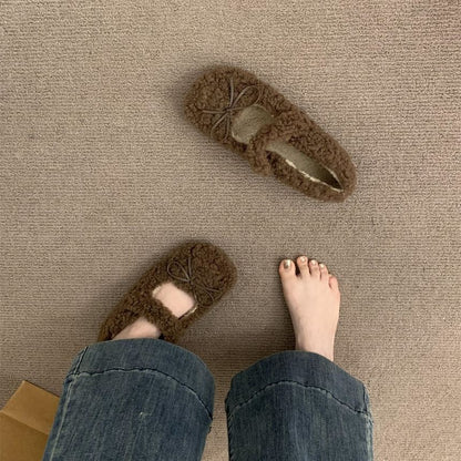 Furry Plain Mary Jane Shoes