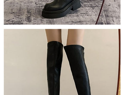 Faux Leather Platform Over-The-Knee Boots