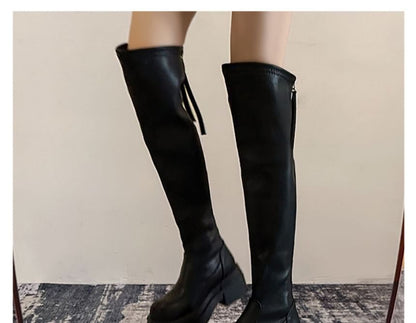 Faux Leather Platform Over-The-Knee Boots
