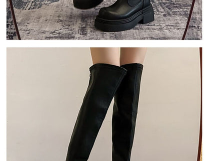 Faux Leather Platform Over-The-Knee Boots