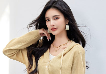 Tone Two-Piece Hoodie V-Neck Mock Knit Two