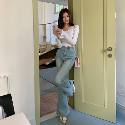 Flared Jeans Washed High Rise