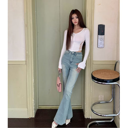 Flared Jeans Washed High Rise