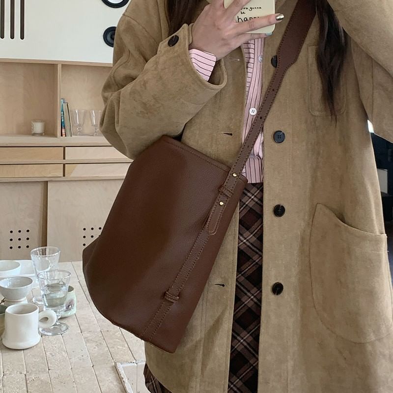 Faux Leather Crossbody Bag With Pouch