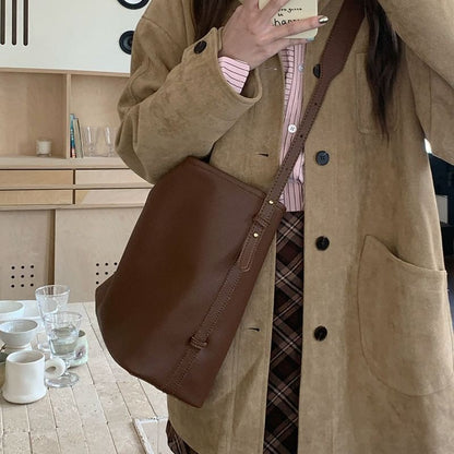 Faux Leather Crossbody Bag With Pouch