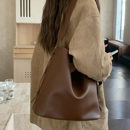 Faux Leather Crossbody Bag With Pouch