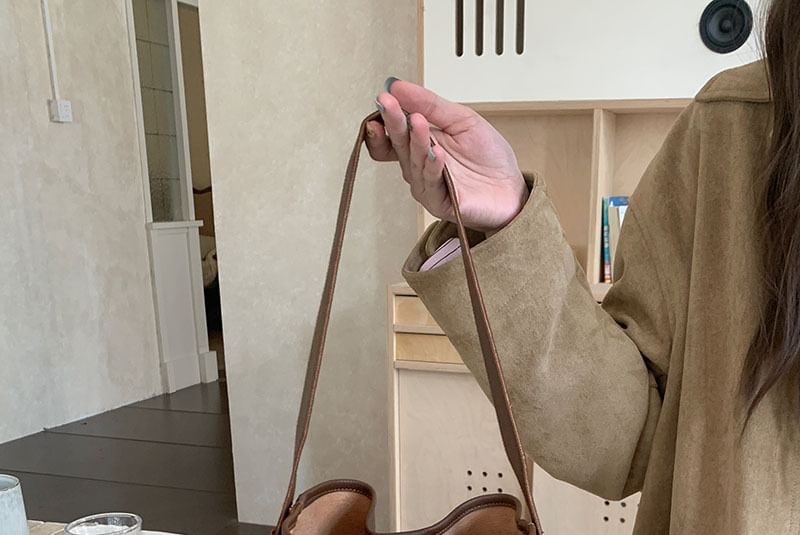 Faux Leather Crossbody Bag With Pouch