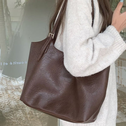 Faux Leather Tote Bag With Pouch